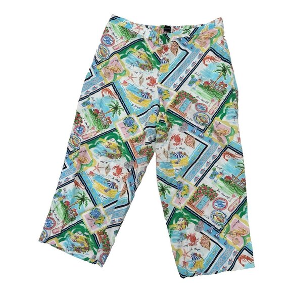 Talbots Pants - Talbots Linen Blend Colorful Lounge Pants Resort Wear Wide Leg Womens Size 2X